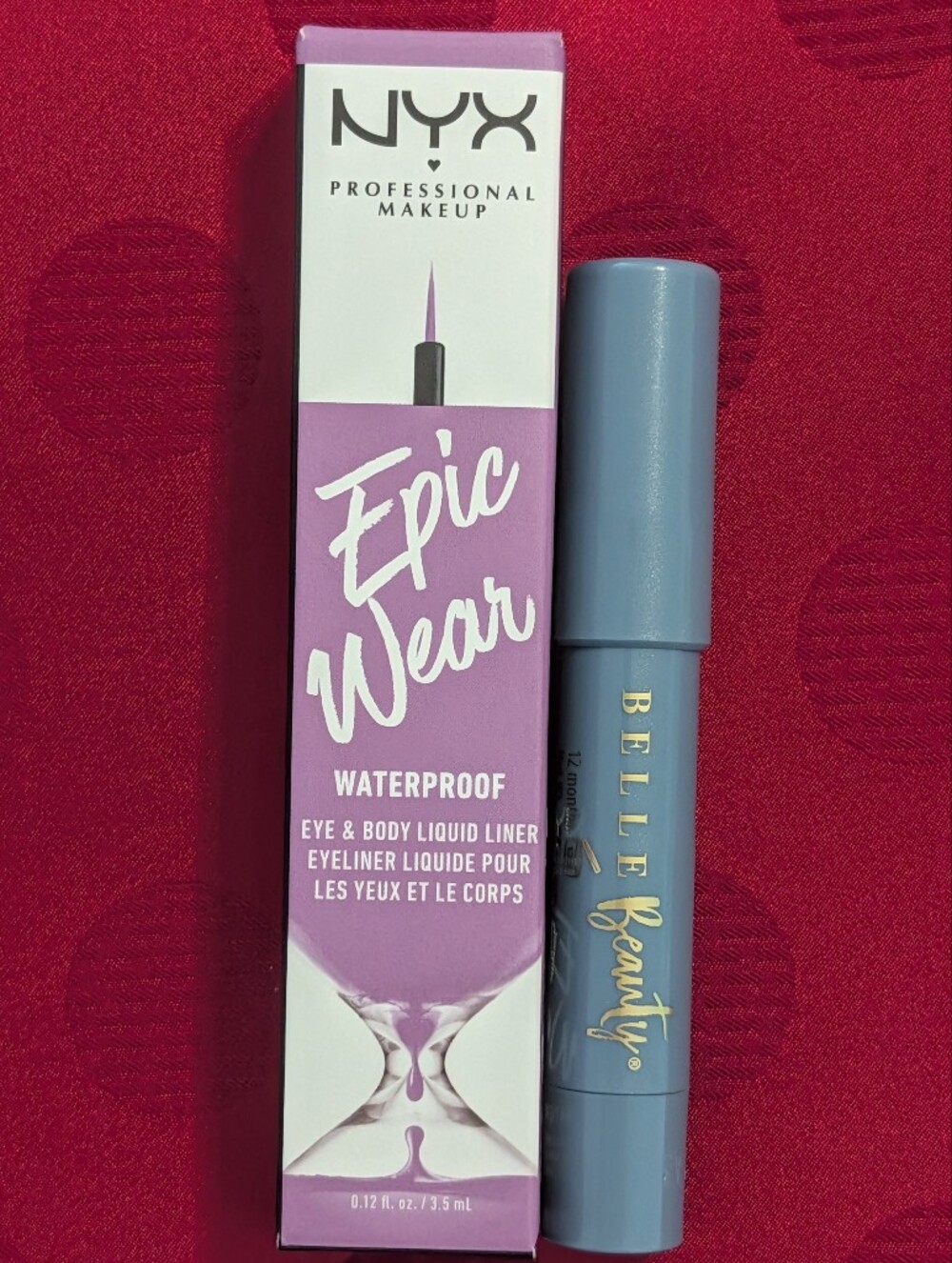 NYX Waterproof Eye & Body Liquid Liner in Lilac & Belle Beauty Sky Blue Shadow